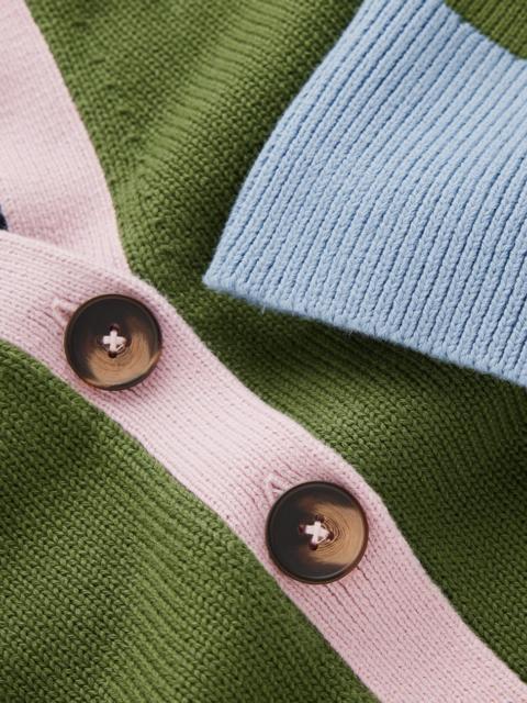 BODEN Lucy Relaxed Cotton Cardigan-Forest Green Colour Block