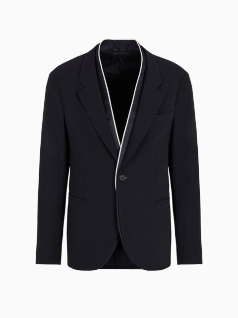 Single-breasted jacket in virgin wool crêpe