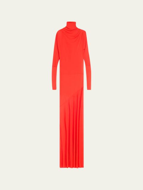 Paula Turtleneck Sheer Crepe Jersey Maxi Dress