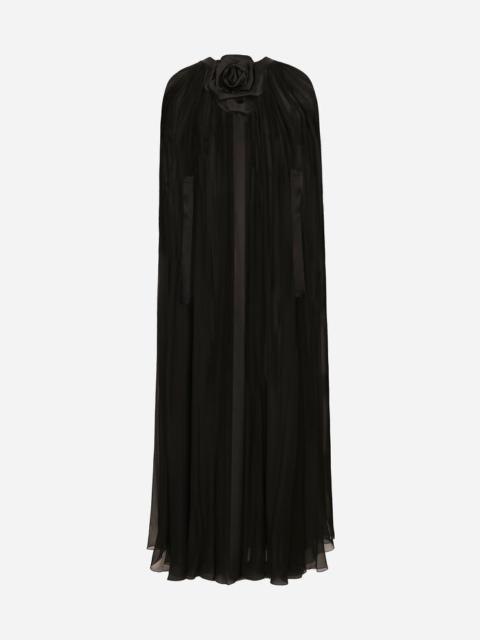 Dolce & Gabbana Silk chiffon cape with flower appliqué