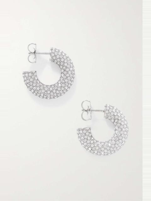 Amina Muaddi Cameron small silver-tone crystal hoop earrings