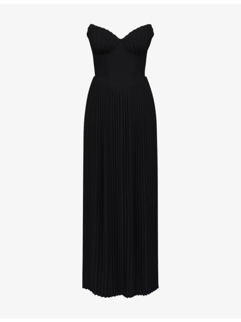 House of CB Marcella pleated woven maxi dress