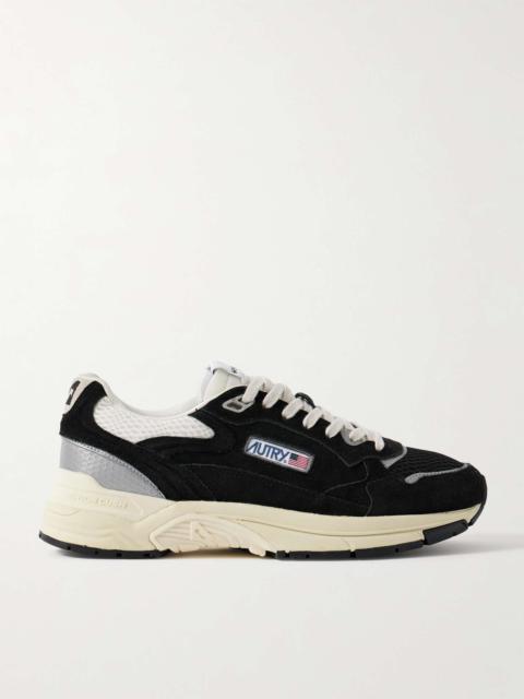 Hyperway Leather-Trimmed Suede and Mesh Sneakers