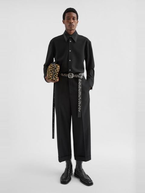 Wool Poplin Belted Trousers