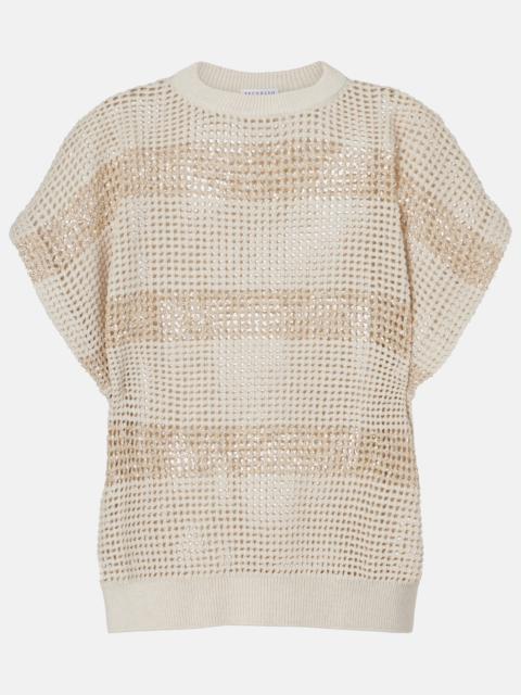 Brunello Cucinelli Open-knit sequined cotton sweater