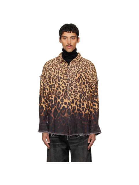 R13 Beige & Brown Shredded Seam Drop Neck Shirt