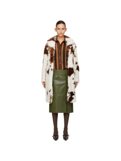 Marni White & Brown Lambskin Shearling Coat