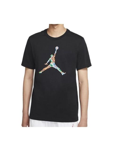 Jordan Air Jordan Flying Man Colorful Large Logo Short Sleeve Black DB3700-010