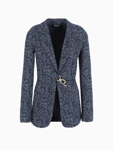 GIORGIO ARMANI Single-breasted jacket in viscose jacquard and jersey cashmere