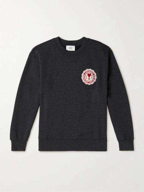 AMI Paris Logo-Appliquéd Cotton-Jersey Sweatshirt