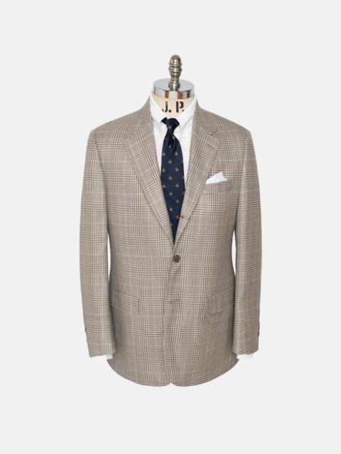 J. PRESS MADE-IN-CANADA TAUPE PLAID WOOL-SILK SPORT COAT