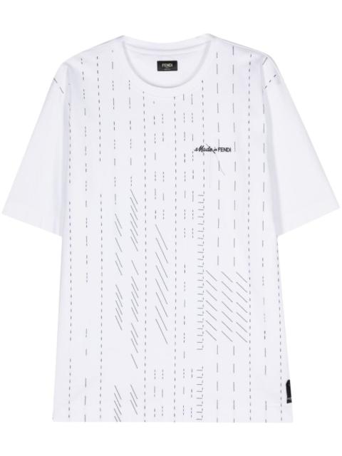 FENDI embroidered-logo cotton T-shirt