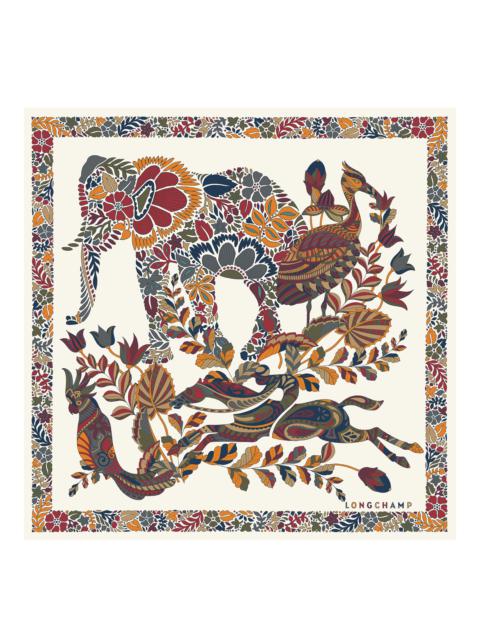 Longchamp Forêt Longchamp Silk scarf 50 Ecru - Silk