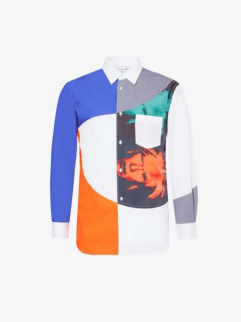 Andy Warhol contrast-panel cotton-poplin shirt