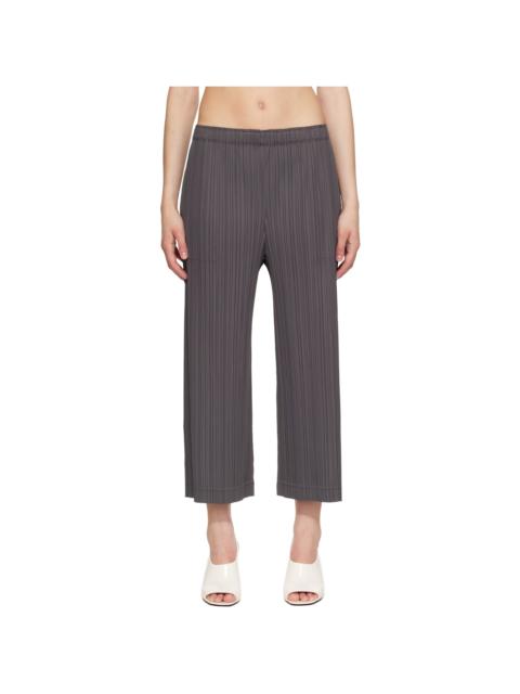 Pleats Please Issey Miyake Gray Opaque Trousers