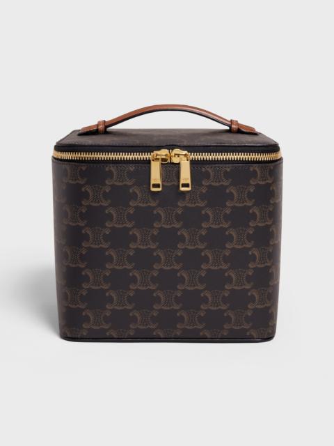 CELINE SQUARE VANITY CASE IN TRIOMPHE CANVAS AND CALFSKIN
