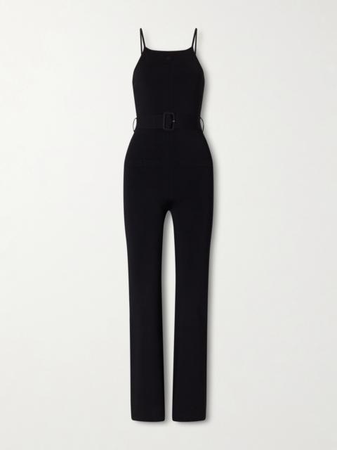 courrèges Belted Smooth-crepe Jumpsuit