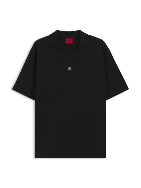 HUGO STRUCTURED COTTON-BLEND POLO SHIRT WITH JOHNNY COLLAR