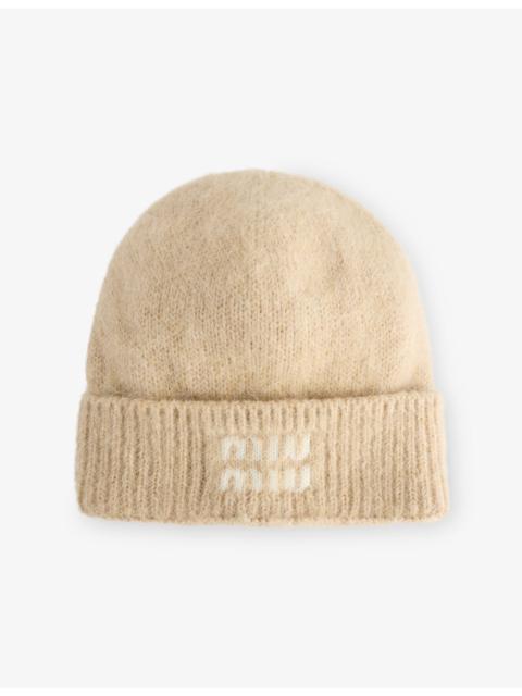 Miu Miu Logo-Intarsia Mohair Wool-Blend Beanie