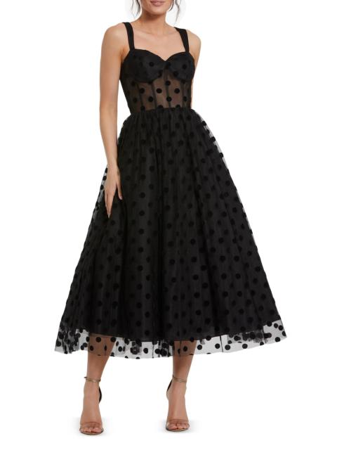 MAC DUGGAL Women's Polka Dot Tulle Bustier Cocktail Dress - Black