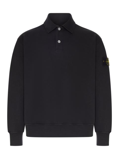 Stone Island COTTON POLO-STYLE SWEATSHIRT WITH STONE ISLAND BADGE