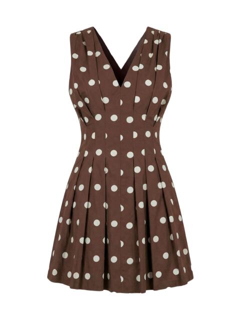 NICHOLAS Women's Elvira Polka Dot Linen-Blend Sleeveless Minidress - Mocha Polka Dot