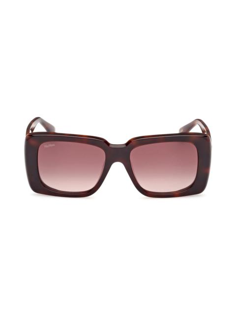 Max Mara 53mm Rectangular Sunglasses in Dark Havana /Brown