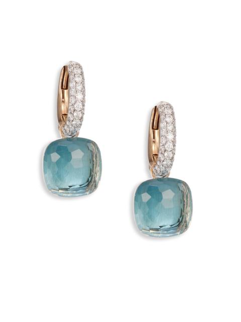 Pomellato Women's Nudo Blue Topaz, Diamond & 18K Rose Gold Leverback Earrings - Rose Gold