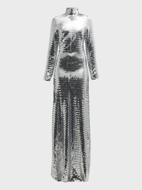 SIMONMILLER Sequin Sculpty High-Collar Maxi Dress