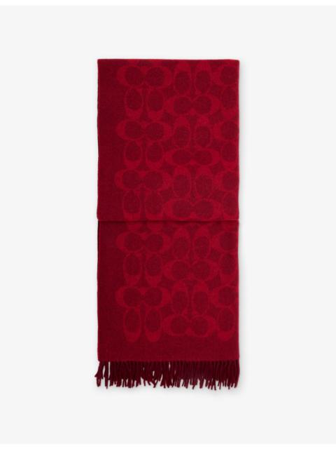 COACH Monogram Logo-Intarsia Wool Scarf
