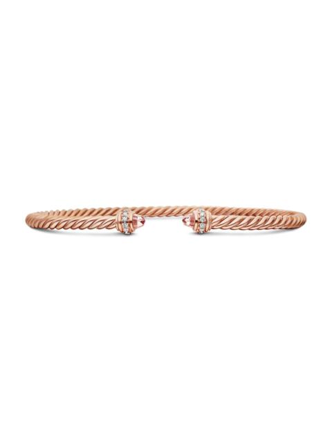 DAVID YURMAN Women's Cablespira Color Bracelet in 18K Rose Gold with Morganite and Pavé Diamonds - Morganite
