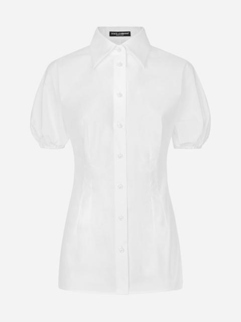 Cotton poplin shirt with puff sleeves