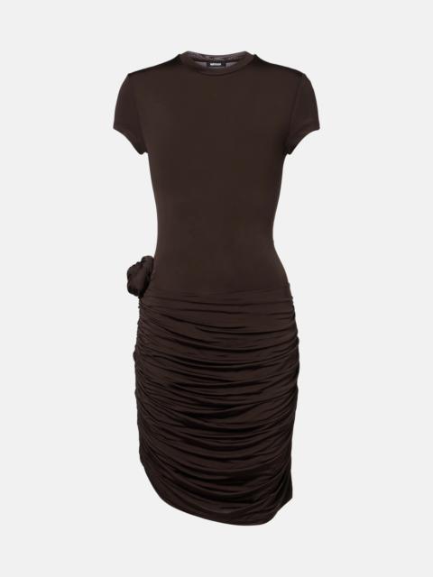 ROTATE Draped knot-detail jersey minidress