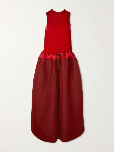 sacai Silk and wool-blend trimmed tiered crepe maxi dress