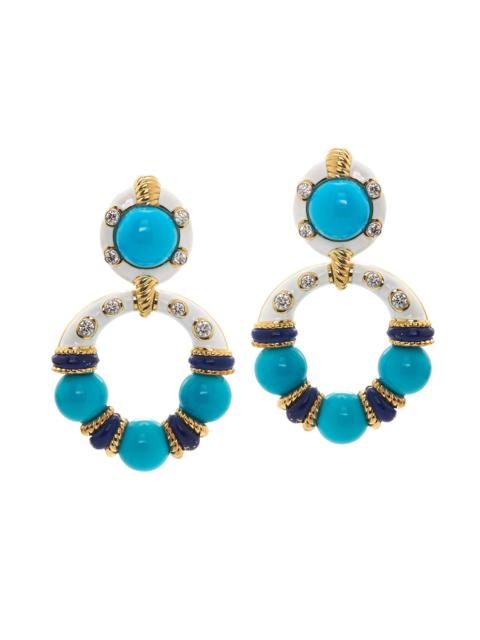 DAVID WEBB Turquoise Lapis White Manhattan Minimalism Earrings