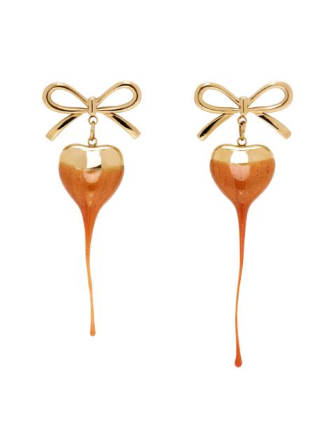 OTTOLINGER Gold & Orange Bow Heart Earrings