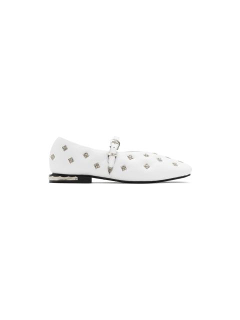 TOGA PULLA White Soft Leather Mary Jane Ballerina Flats