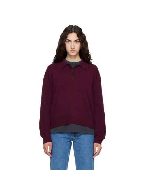ANINE BING Burgundy Lee Polo