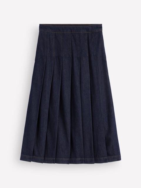BODEN Aya Denim Midi Skirt-Indigo