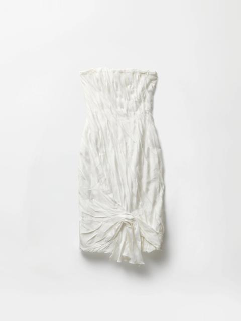 VERSACE Draped Envers-Satin Strapless Midi Dress