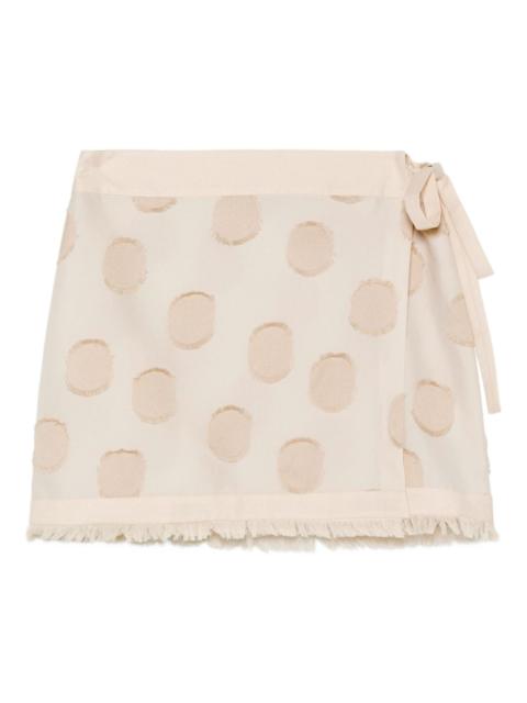 SIMKHAI Bethany polka-dot fringed mini skirt