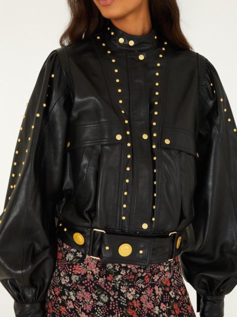 FARM RIO Riveted Buttoned Leather Jacket