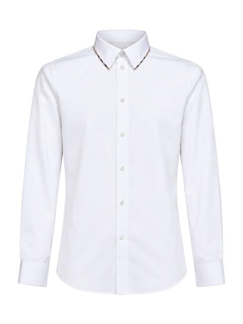 Burberry White poplin shirt with Check trim