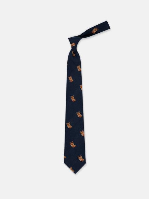 J. PRESS MADE-IN-ENGLAND NAVY FOX HEAD WOOL/SILK TIE
