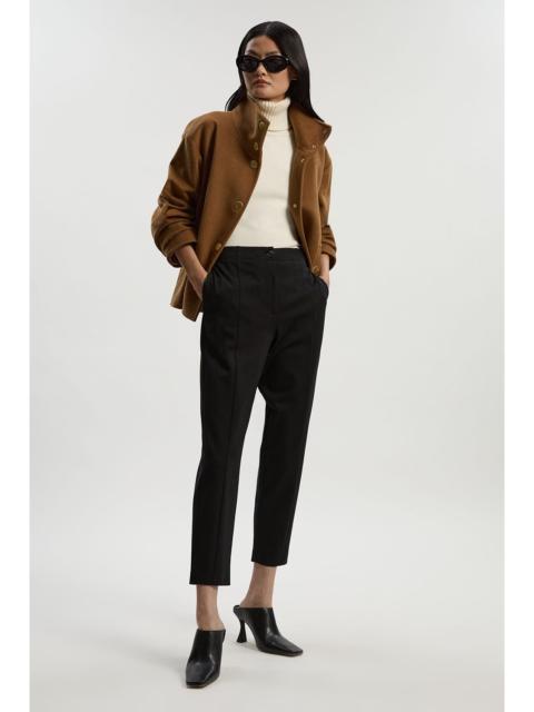 KAREN MILLEN Ponte And Pu Mix Tailored Slim Leg Trouser
