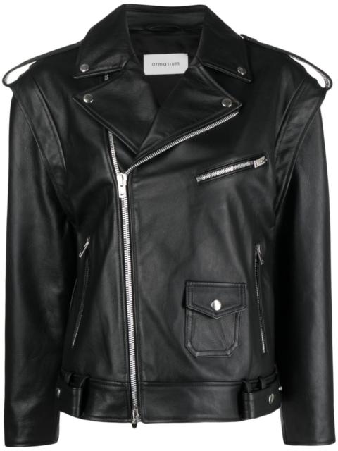 armarium off-centre zip leather jacket