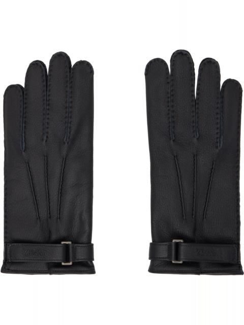 ZEGNA Black Deerskin Gloves