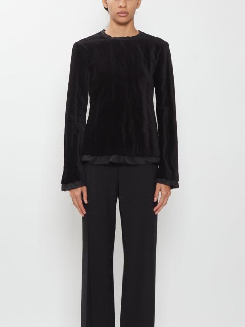 COLLEEN ALLEN Cotton Velvet Crewneck Top — Black