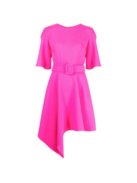 asymmetric-hem belted dress