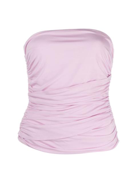 ruched strapless stretch-jersey top